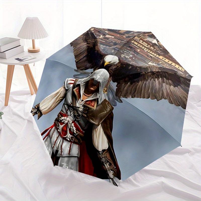 1pc Assassin's Creed Self-Folding Umbrella, 8-Bone Compact Travel Umbrella, Durable Plastic And Iron Frame110