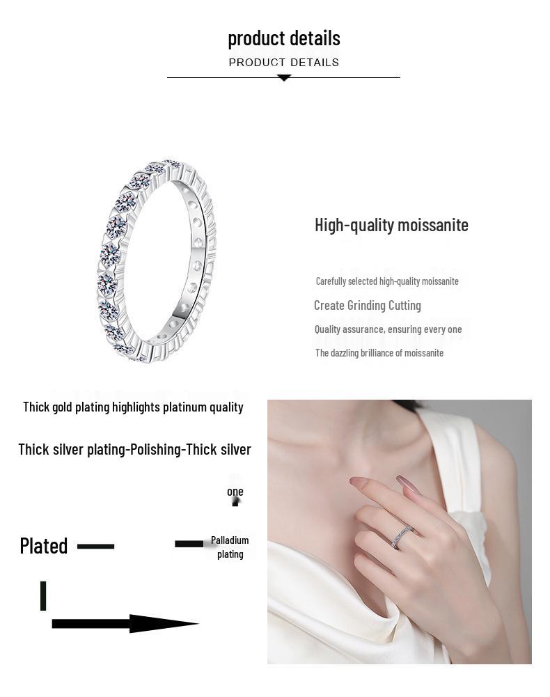 Yinbaichuan S925 Sterling Zilver Moissanite Damesring – Elegante Volledige Diamanten Band voor Dagelijks Gebruik