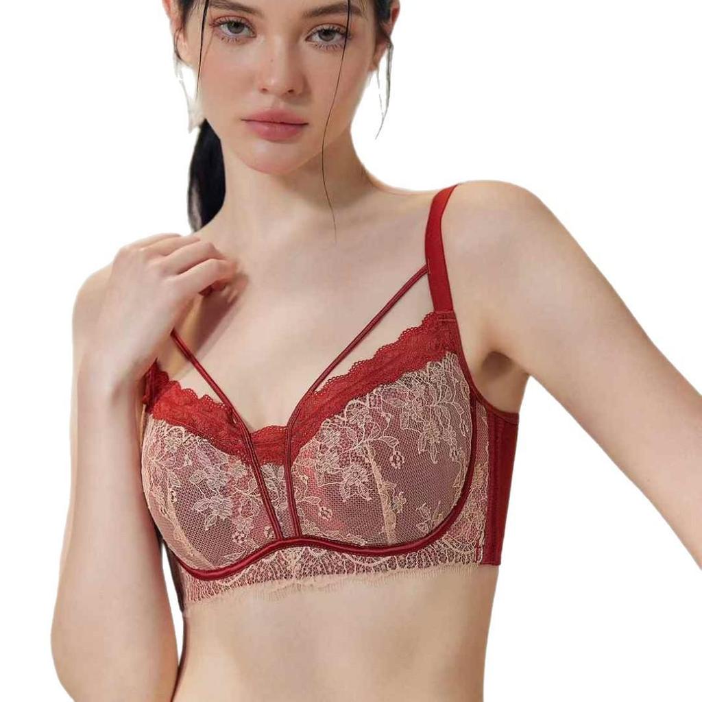 French Lingerie Lace Bra: Soft Underwire, Side Support, Adjustable Straps, and Anti-Sag for Plus Size