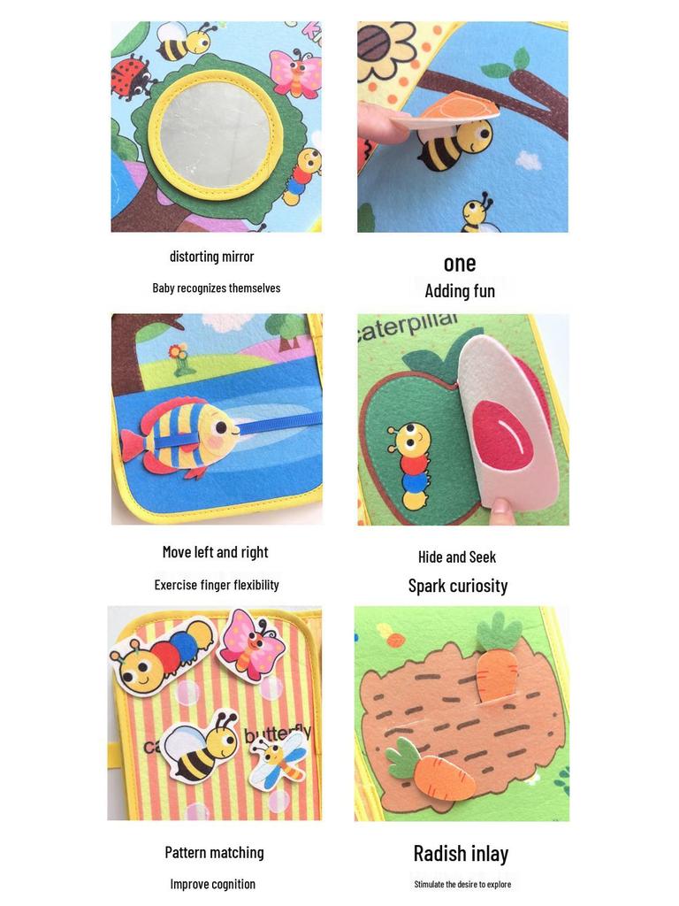 Baby Soothing Cloth Book: Tear-Resistant, Velcro-Closure, Montessori Early Education Toy for Infants & Toddlers
