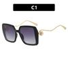 Women's sunglasses, fashionable square large-frame sunglasses, pearl-decorated sunglasses.
