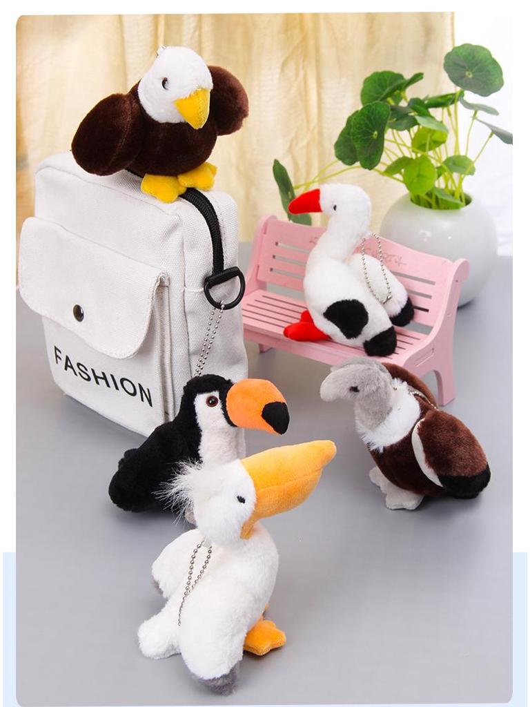 Simulation Pelican Plush Toy - Small Stuffed Animal & Bird Backpack Pendant