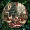Vintage Christmas Circular Wall Tin Sign Retro Metal Poster Home Kitchen Decor