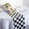 Classic Black and White Striped Table Runner Elegant Polyester Wood GrainTable Decor for Indoor Outdoor Halloween Banquet Party