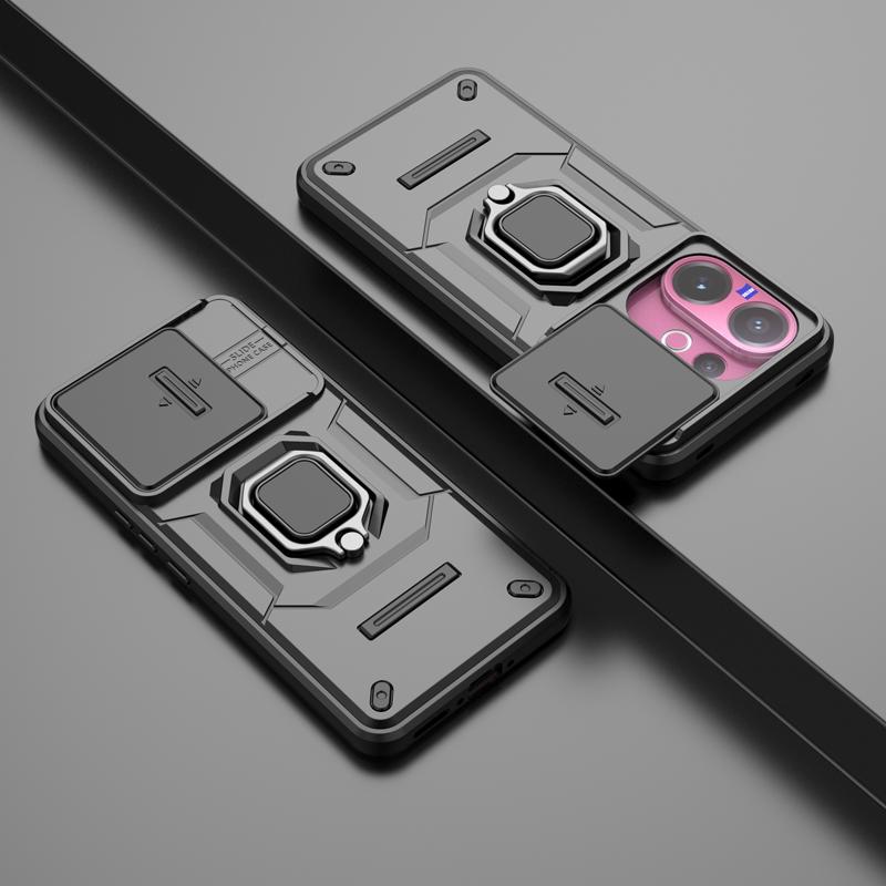 For Vivo V60 5G Case Shockproof PC+TPU Armor Slide Camera Lens Protection Ring Back Holder Cover for VIVO V60
