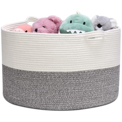 Toplife Rope Basket, Cotton Storage Basket, Laundry Basket with Handles, Large Capacity for Toys, Stuffed Animals, and Blankets, 55*55*35cm (Gray)