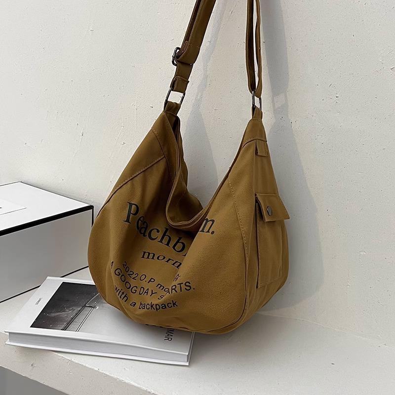 

Холщовая сумка женская 2025 новая трендовая ретро сумка через плечо большой вместимости студенческая сумка-тоут для учебников