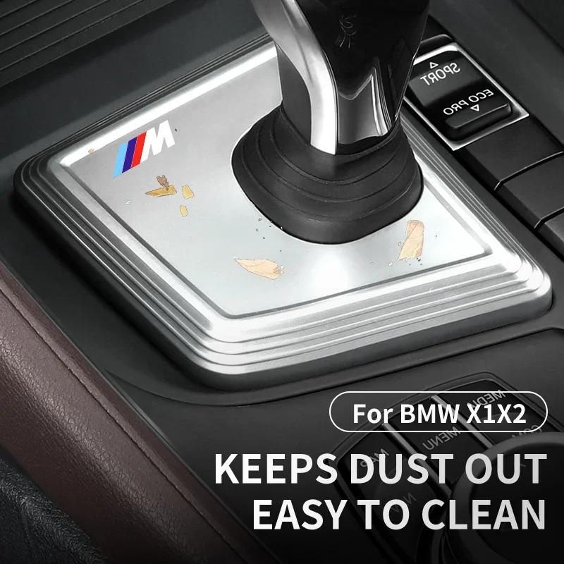 BWP1 Car Sticker Hot For BMW For BMW X1 X2 F48 F39 Carbon Black Car Gear Panel Cover Trim Gear Shifter Knob Boot Cover Auto Interior