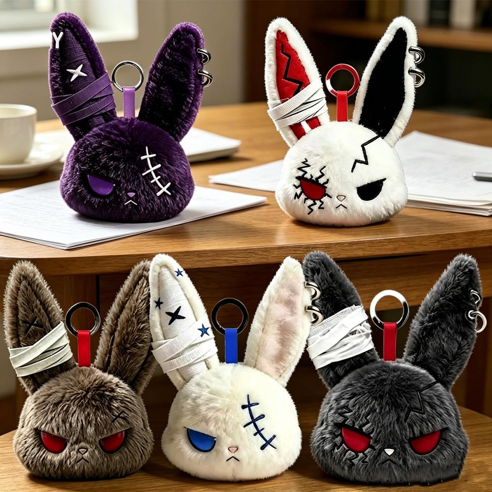 Wound Stitch Bunny Plush Bag Pendant Bandage Keychain Soft Doll Gift For Gothic Alt Teen Girls Birthday Present Backpack Decor