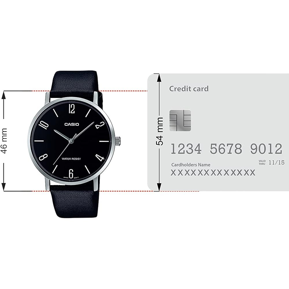 Casio MTP-VT01L-1B2 Minimal Black Dial Men's Analog Watch Black Leather Band Quartz Movement