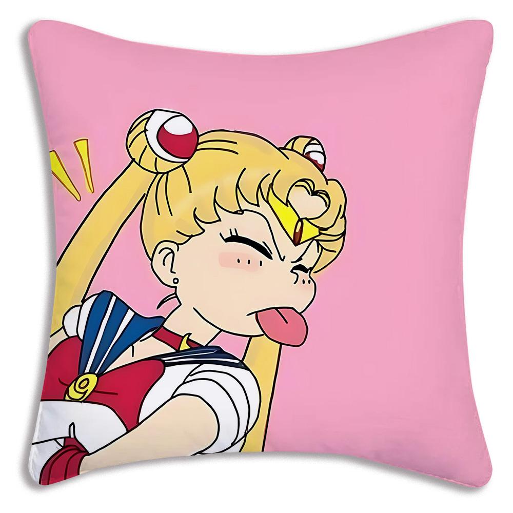 1PC Cute M-shaped Moon Pillowcase Cartoon Sofa Decoration Home Double-sided Printing Cute Square Cushion Pillowcase