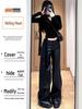 Übergröße High Waist PU Leder Schlaghose für Damen - Herbst Relaxed Fit, Schlankmachender Fall, Langer Weitbeiniger Stil.