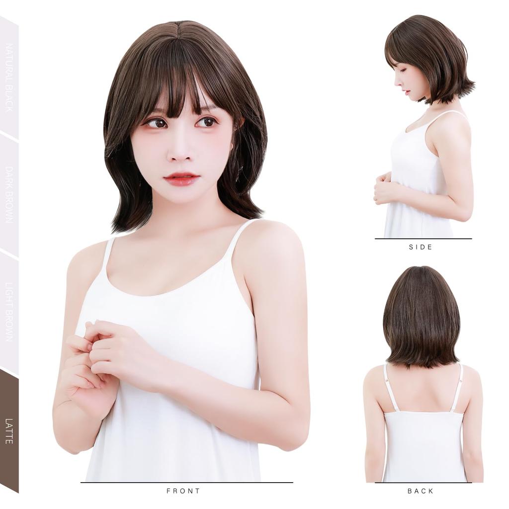 Member 2024 New Style Supervised by Top Stylists Tieable Waist Bob Wig Short Wig Latte Made with Fiber Natural Small Face Effect Peace of Mind PL