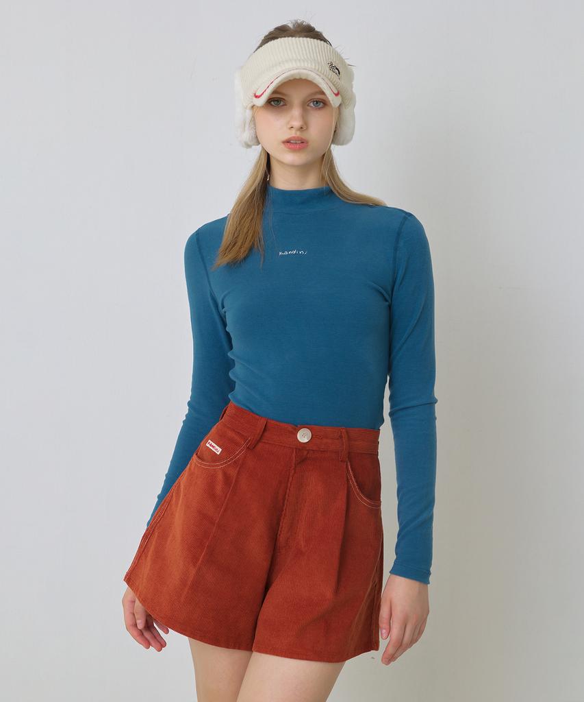 KANDINI Blue High-Neck Fleece T-Shirt