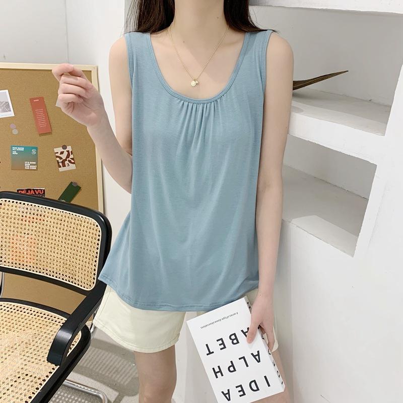 Camisola de Modal para Mujer Tallas Grandes: Top de Verano sin Mangas de Estilo Camiseta de Corte Holgado, Talla Grande
