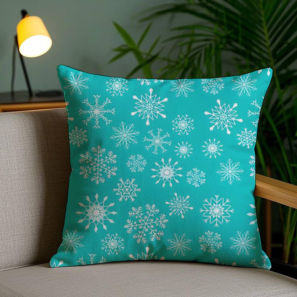 Christmas Snowflake Pattern Cute Pillow Case Anti-Dustmite Invisible Zipper Sofa Bed