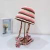 25 early autumn new color chenille knitted bucket hat women's autumn and winter warm fringed wool ear hat