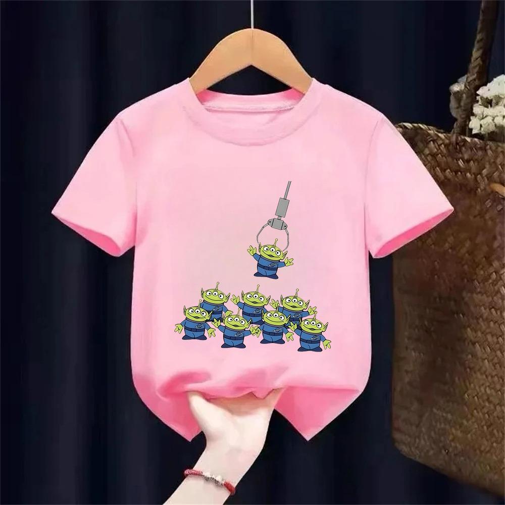 Summer Kids Disney Toy Story Aliens T-Shirt Daily Leisure and Theme Activities Wear Unisex Cotton Short Sleeve