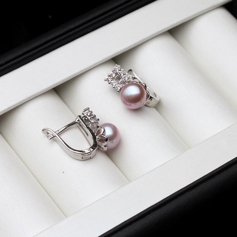 925 Sterling Silve Clip on Earrings Pink,Real Natural Freshwater Black Pearl Earrings for Women Wife Mother Birthday Gift White