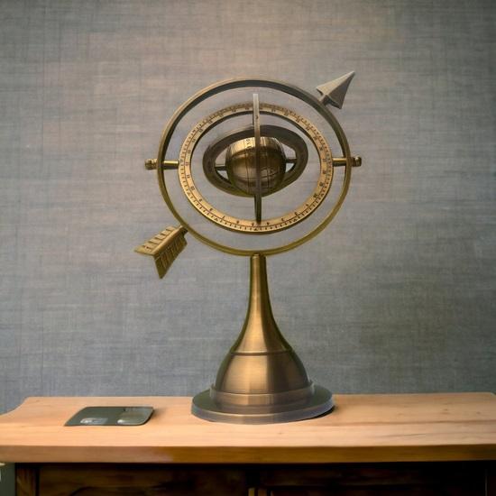 26.67 Cm Brass Armillary Sphere Style Celestial Globe-Astrolabe Navigation Decor Educational Desk Ornament Nautical Graduation, Birthday Gift