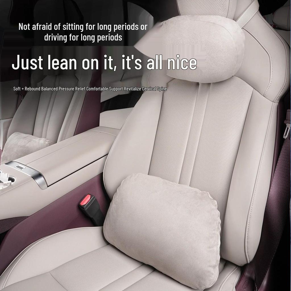 Compatible with Xiaomi YU7 Headrest & Lumbar Leather Neck Pillow, Official Cotton Cushion for Car Interiors.