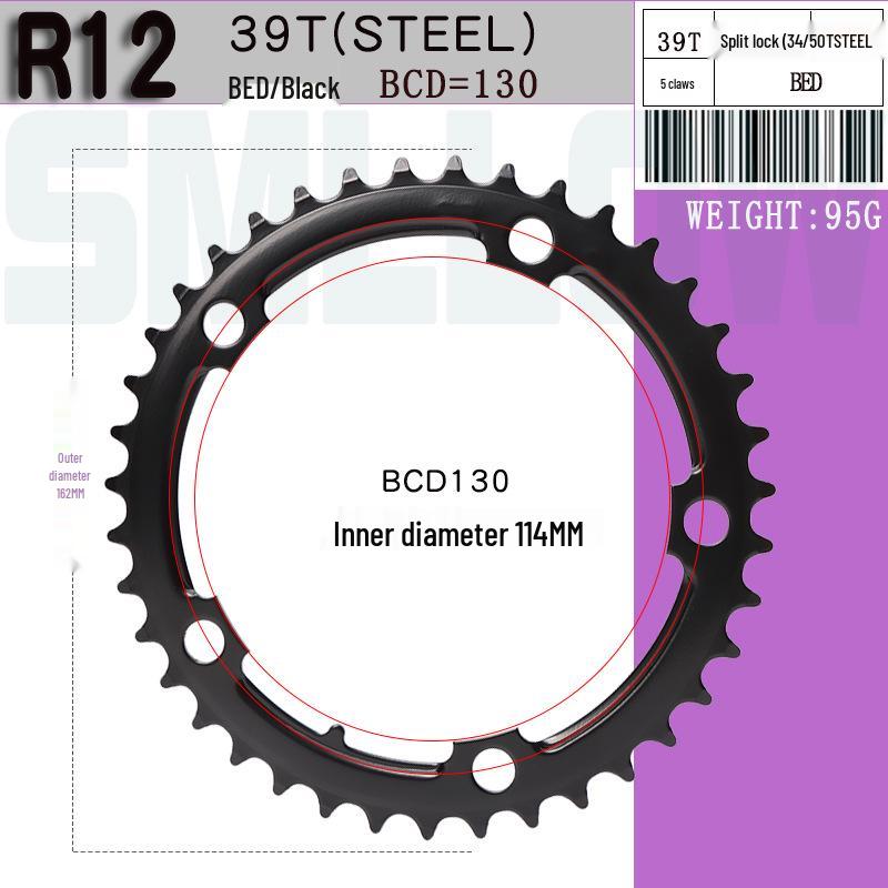 Haomeng Foldable Road Bike Crankset with BCD110, Chainring Sizes: 53T, 50T, 39T, 34T