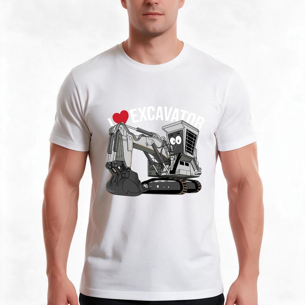 I Love Excavator Forever Tshirt Summer Casual Cotton Tee Oversized Streetwear Tops Vintage Graphic Print Unisex Unisex Unisex