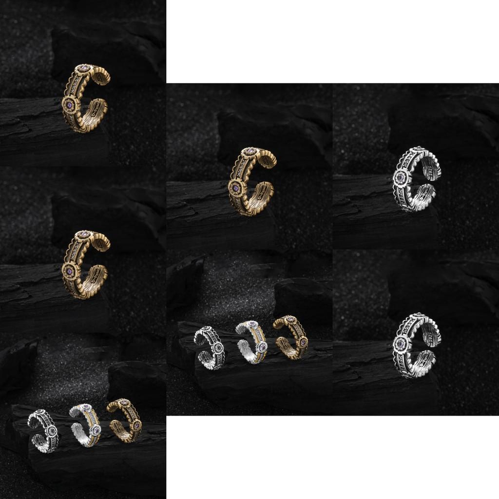 Elegant Korean Vintage Style Adjustable Open Copper Ring With Sparkling Zirconia For Women