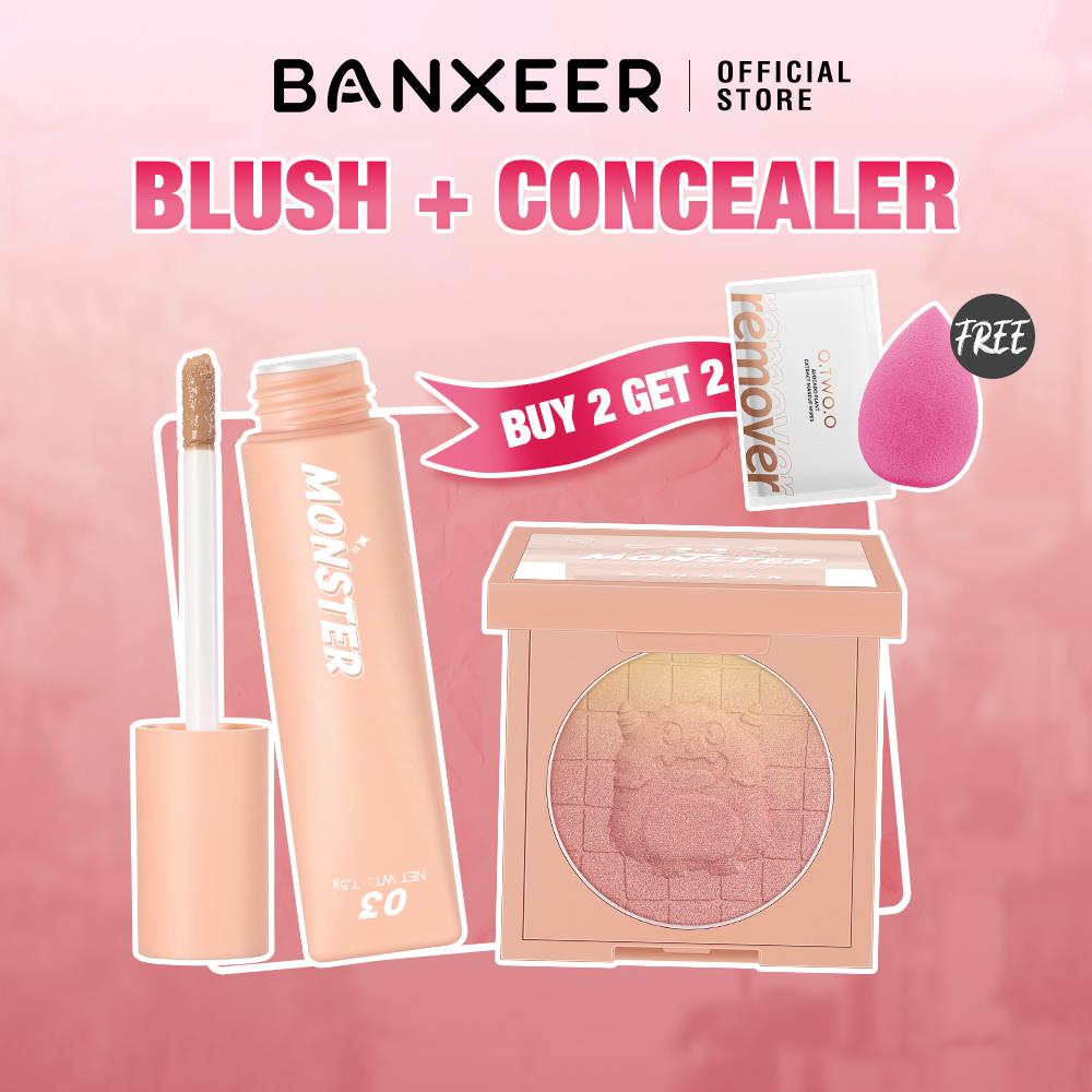 

Палетка румян BANXEER, консилер, основа под макияж, 2 шт., водостойкая, матовая, высокопигментированная, сияющая, румяна, от темных кругов под глазами, тональный крем, косметика для макияжа
