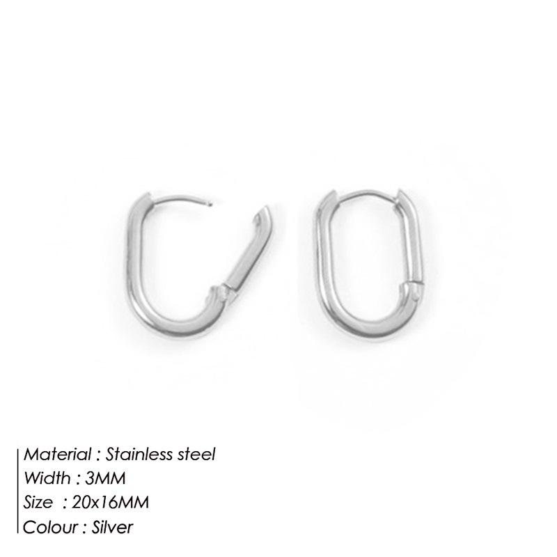 European & American Stainless Steel 14K Gold U-Shaped Oval Ear Cuff: Scratch-Resistant, Colorfast Earrings for Women.