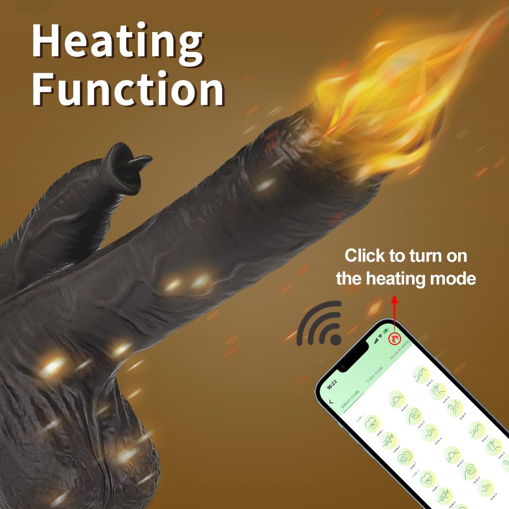 Heating Thrusting Dildo Licking Vibrator For Women, Realistic Dildo Wireless Clitoral Stimulator With 6 Telescopic & 10 Vibrations & 10 Licking Modes