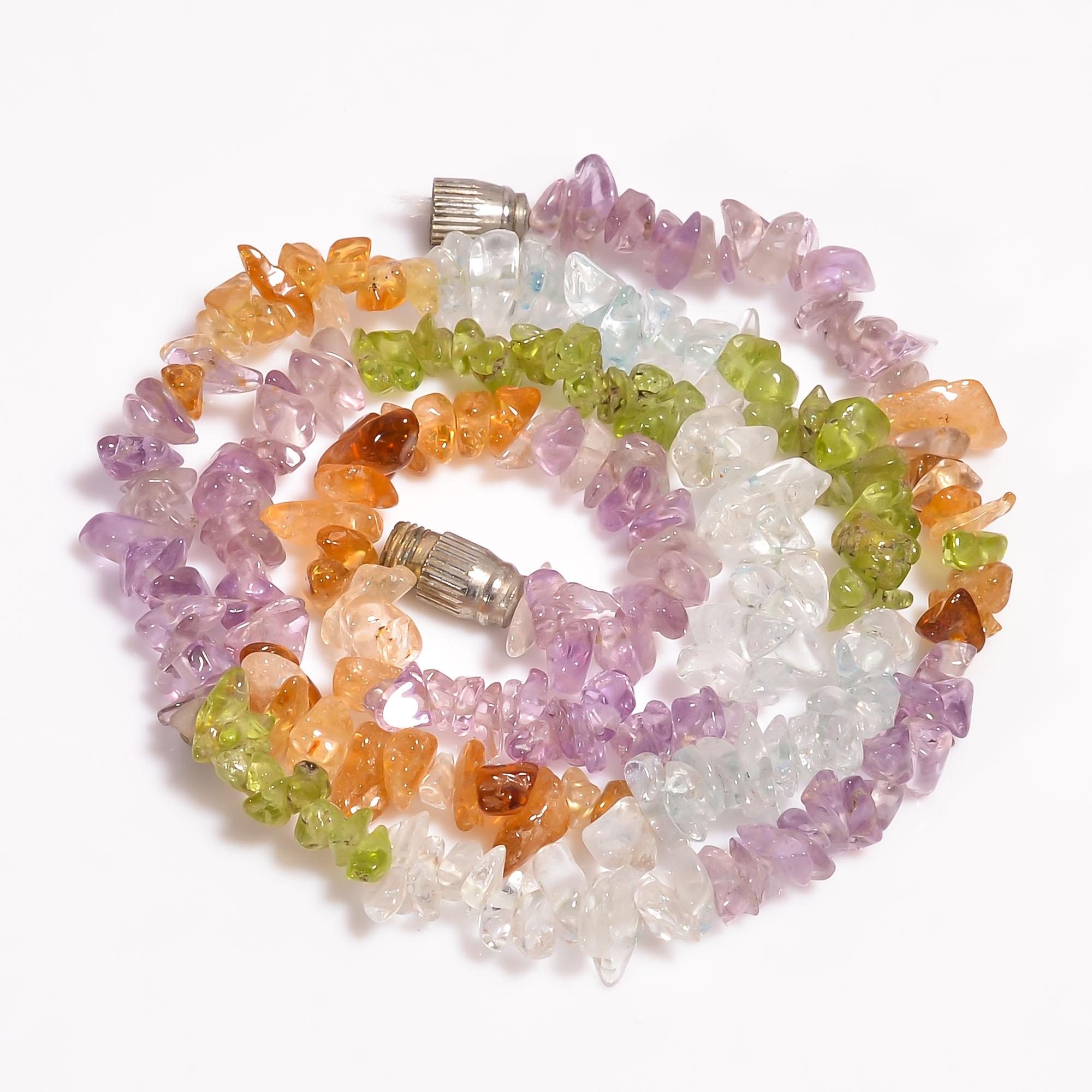 

Натуральный цитрин аметист перидот необработанные гладкие бусы ожерелье 5-8 мм 17 UB-8369 UB-8369