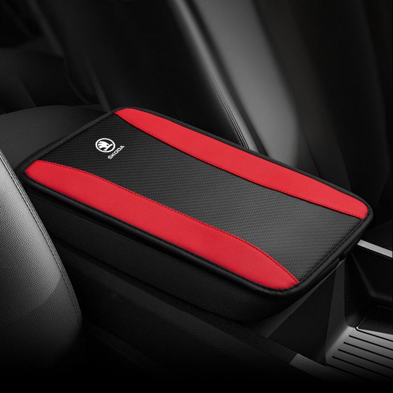 Hrbay0 High Quality Leather Car Armrest Pad Covers Car Seat Armrests Storage Protection Cushion For Skoda Octavia A5 A7 RS Fabia Superb