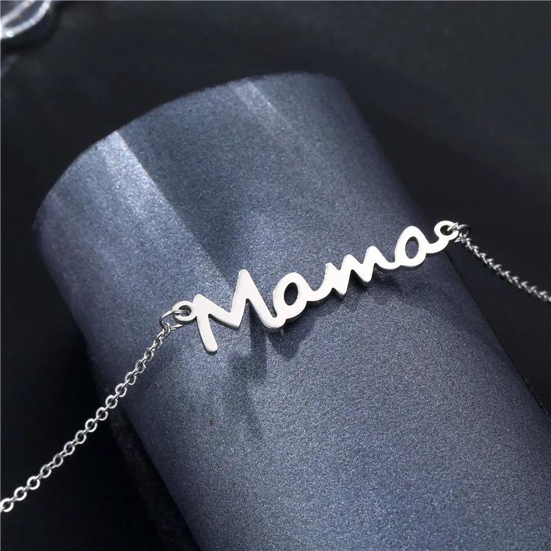 Mama Letter Pendant Necklace For Women Mom Mother's Day Clavicle Chain Choker Stainless Steel Jewelry Minimal Gift