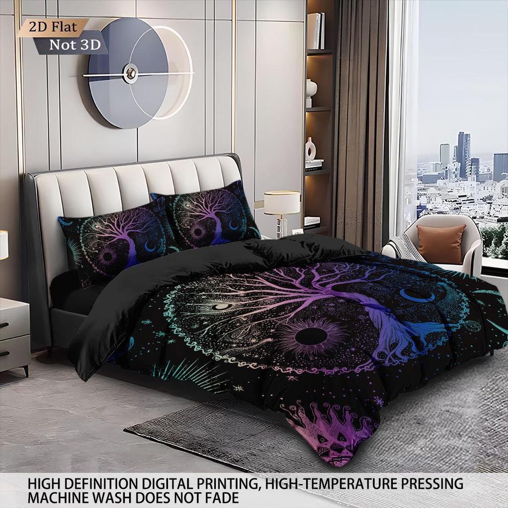 Customizable Tree of Life 3D Flannel Duvet Cover Set - 3-Piece Home Textile