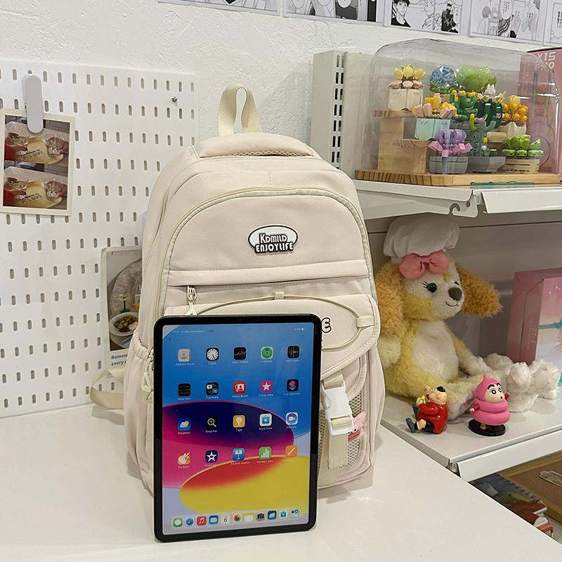 Letter Print Women's Backpack Large Capacity Computer Backpack Color Block Student Schoolbag