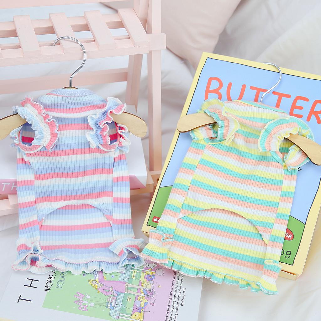 2023 New Pet Clothes Spring and Summer Wholesale Dog Skirt Dog Clothes New Clothing Striped Flower Vest