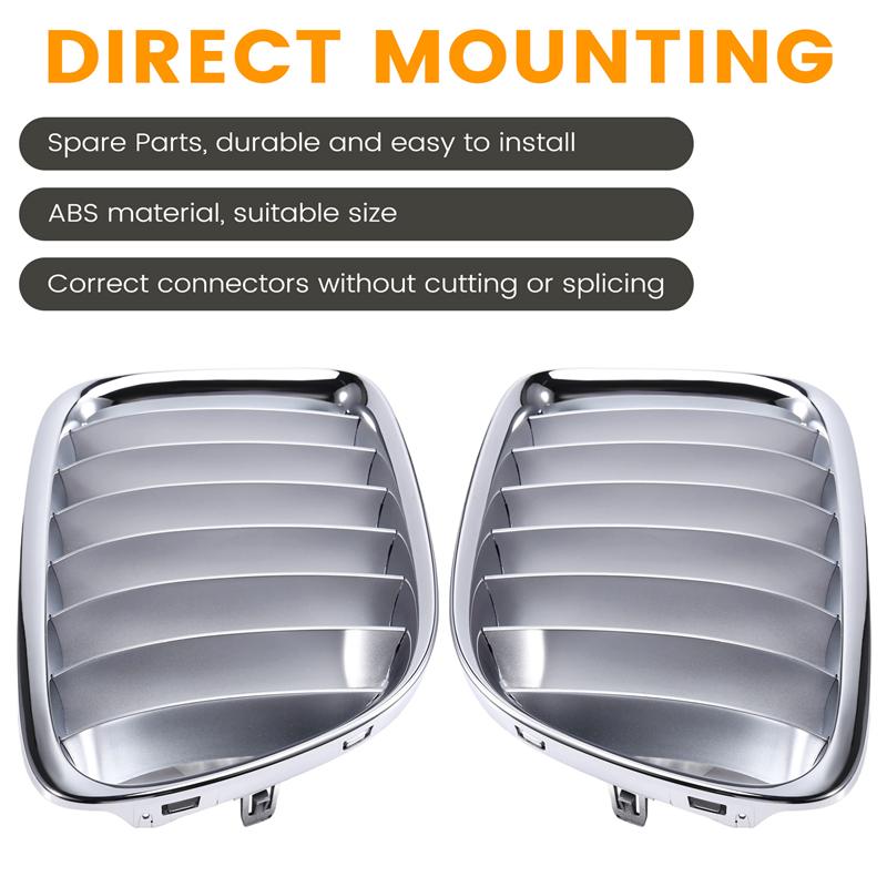 Superior-1Pair Front Bumper Upper Center Grille Chrome For BMW X1 Series E84 2010-2012 51112993307, 51112993308
