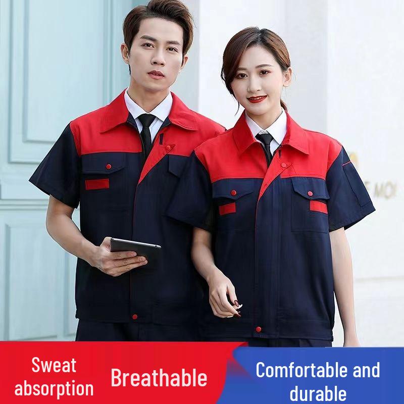 Herren Sommer Kurzarm Arbeitsanzug - Strapazierfähig, Schmutzabweisend Auto Reparatur & Bau Uniform