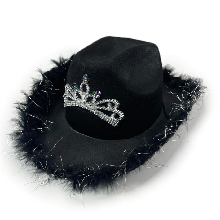 Female Cowgirl Hat Bridal Shower Cap Wide Brim Cap for Cosplay Party Headwear