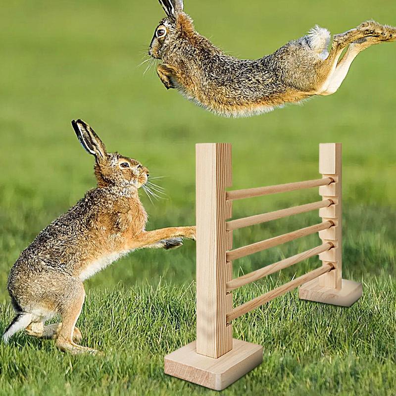 Bunny Exercise Obstacle Wooden Training Hurdle Adjustable Height Training Games Small Animal Toy For Pet Habitat Cage Enrichment