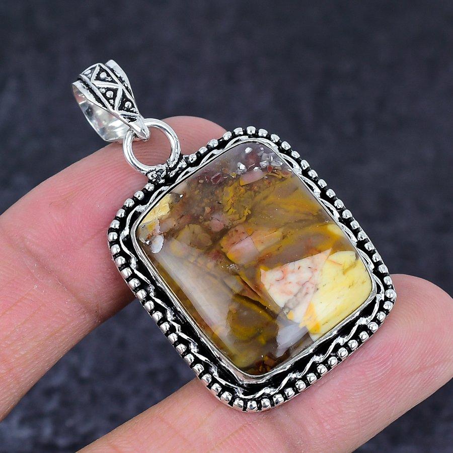 Brecciated Mookaite Gemstone Handmade 925 Sterling Silver Pendant 1.89" B1E21