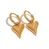 Gold Sliver Color Heart Drop Stainless Steel Hoop Earrings For Women Love Peach Ear Stud