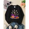 Girls' Long-Sleeve Round Neck Sweatshirt with Printed Design Day of The Dead Skeleton Suitable for Spring And Autumn, Fashionable And Casual