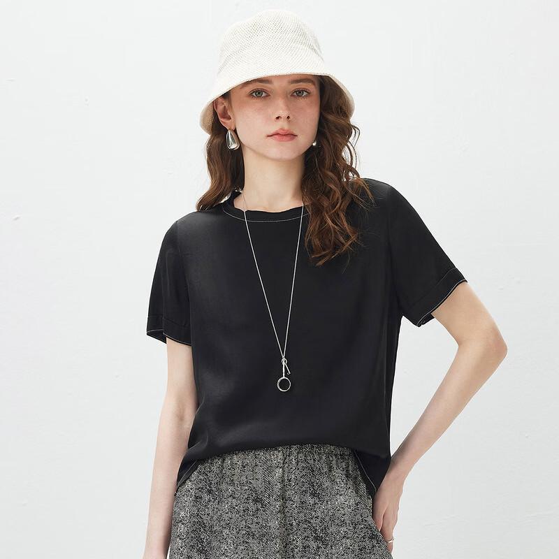 Women's Short Sleeve Silk Blend Knit T-Shirt