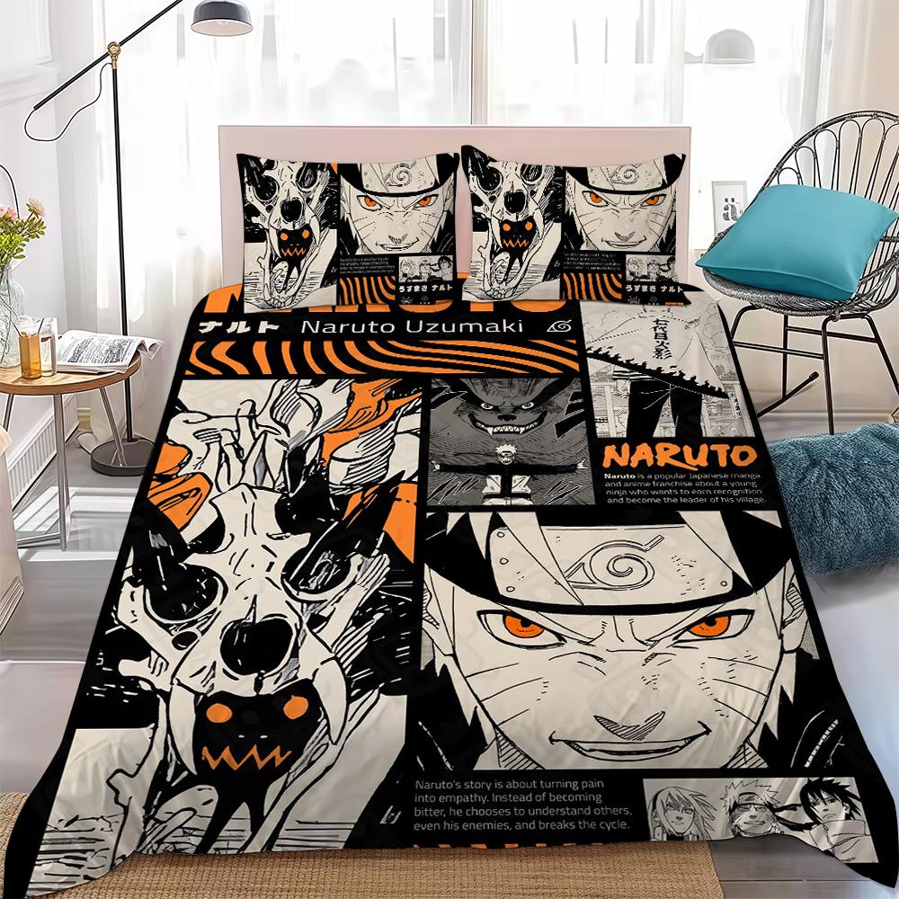 Anime N-Naruto Duvet Cover Set Home Style Bedding Soft Laundry Cotton Bed 3 Piece Set Student Dormitory Gift