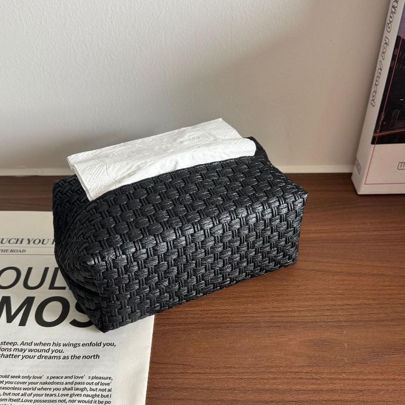 Decorative Vine Pattern Waterproof Leather Tissue Box with Drawer Practical Napkin Storage Organizer for Household Daily Use