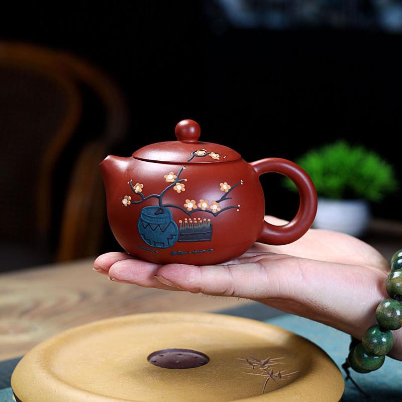 

230ml Exquisite Yixing Purple Clay Teapots Handmade Xishi Pot Raw Ore Dahongpao Mud Kettle With Filter Zisha Teaset Tea Services