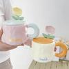 Tulip Mug with Lid Spoon with High Appearance and Cute Home Office Girl Ceramic Drinking Cup Souvenir