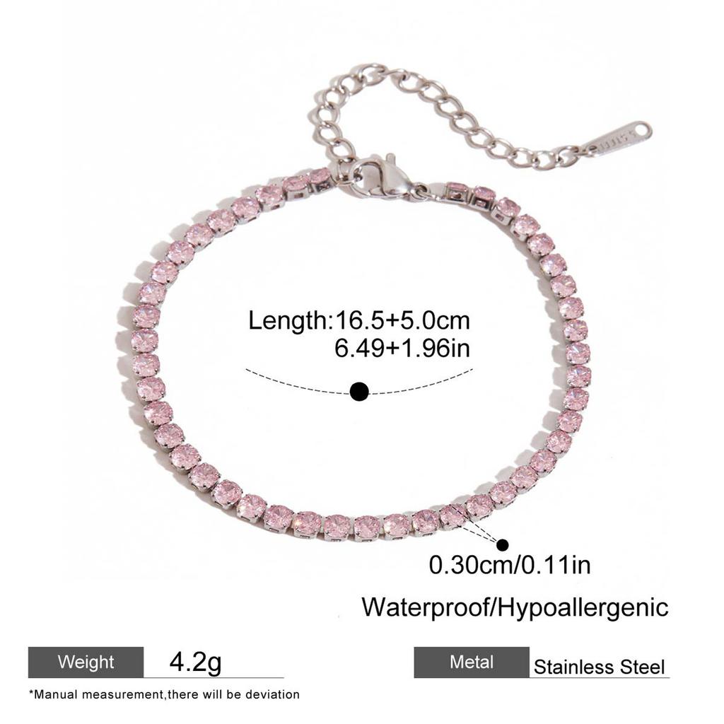 MW Geometry Zircon Link Chain Star Bracelet Heart Full Diamond Waterproof Layered Jewelry Stainless Steel Bracelet for Women